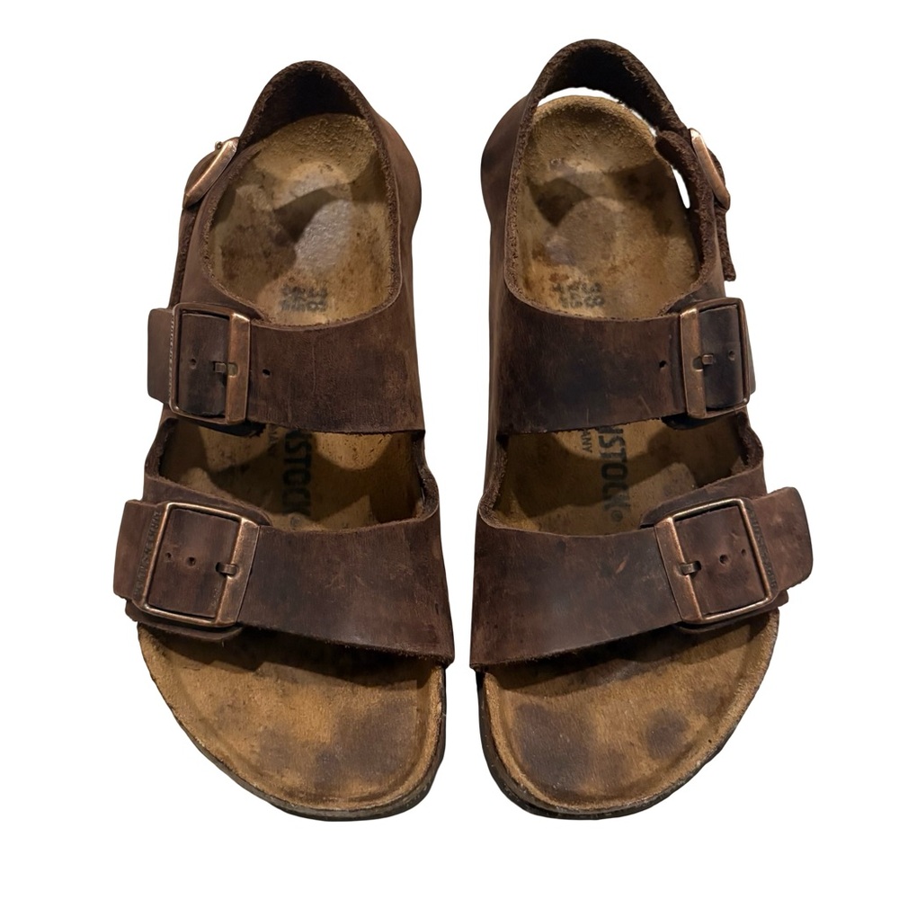 Birkenstock Brown Leather Two-Strap Sandals
